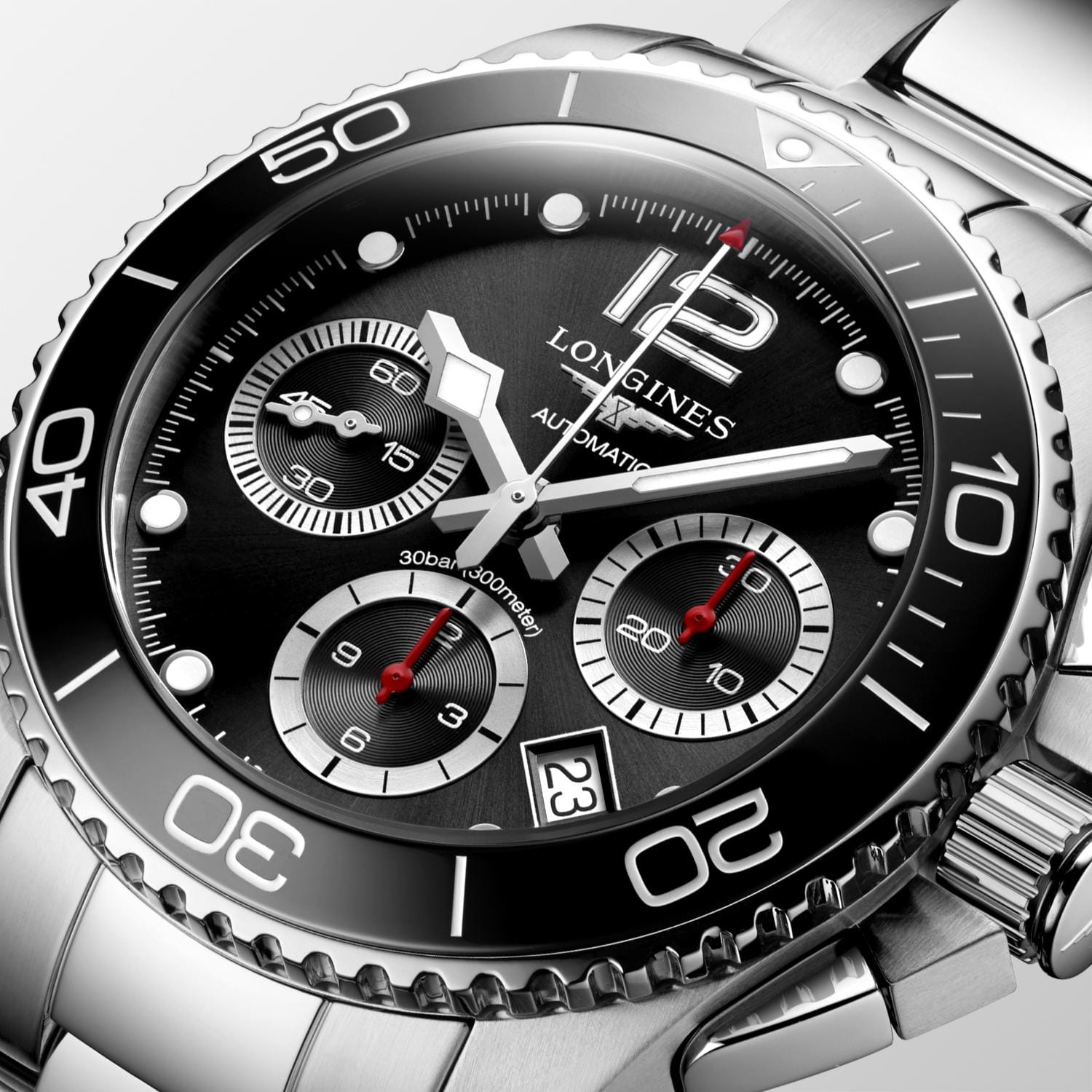 Longines Longines HydroConquest L3.783.4.56.6, hydroconquest швейцария мужские часы на браслете нержавеющая сталь боковой вид